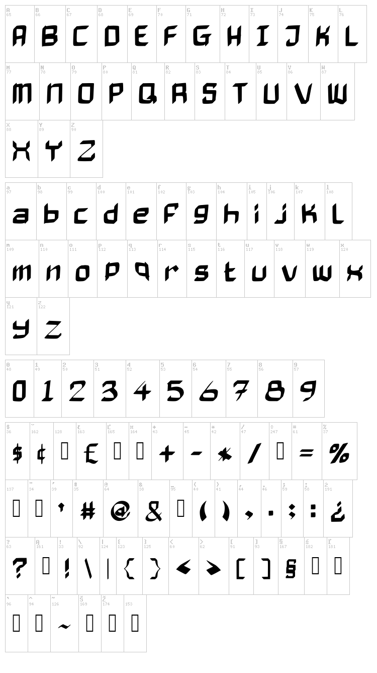 Bad Axe font map